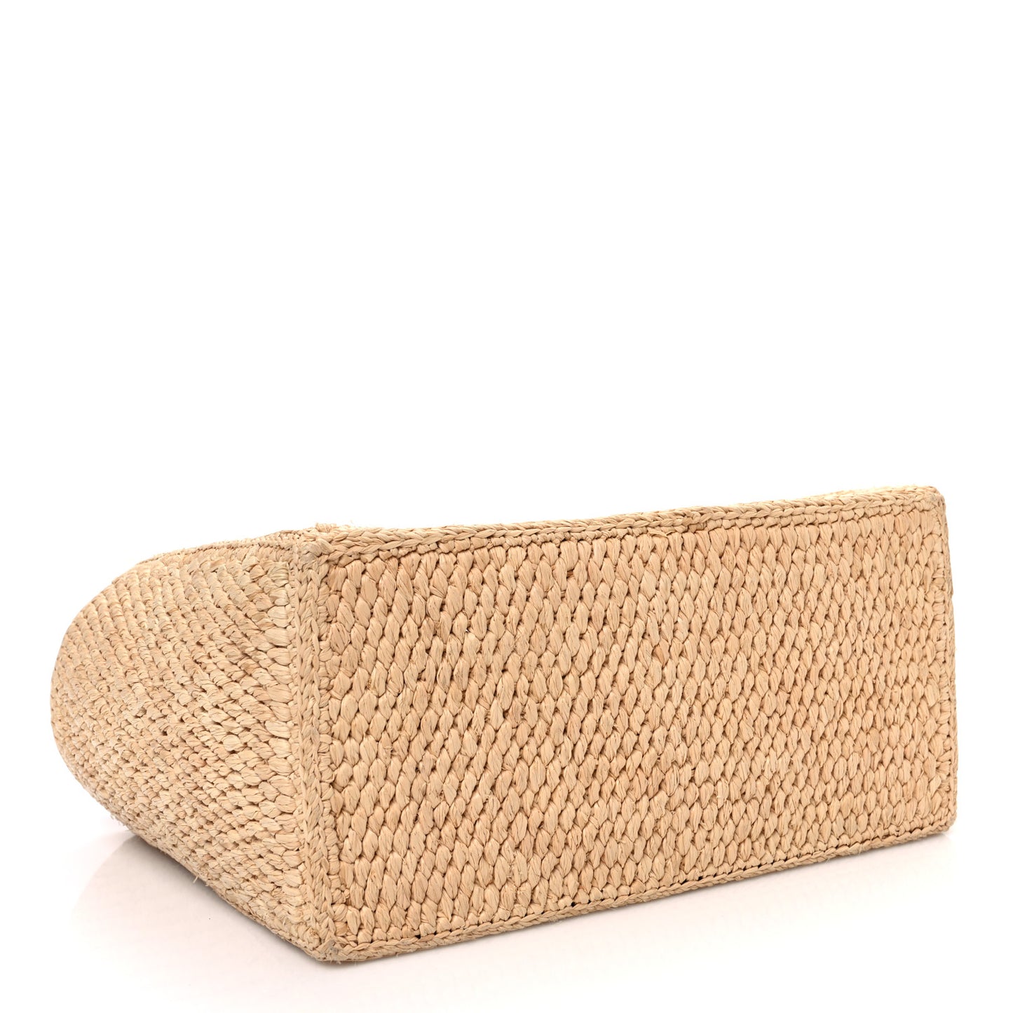 Raffia Calfskin Triomphe Small Cabas Thais Tan