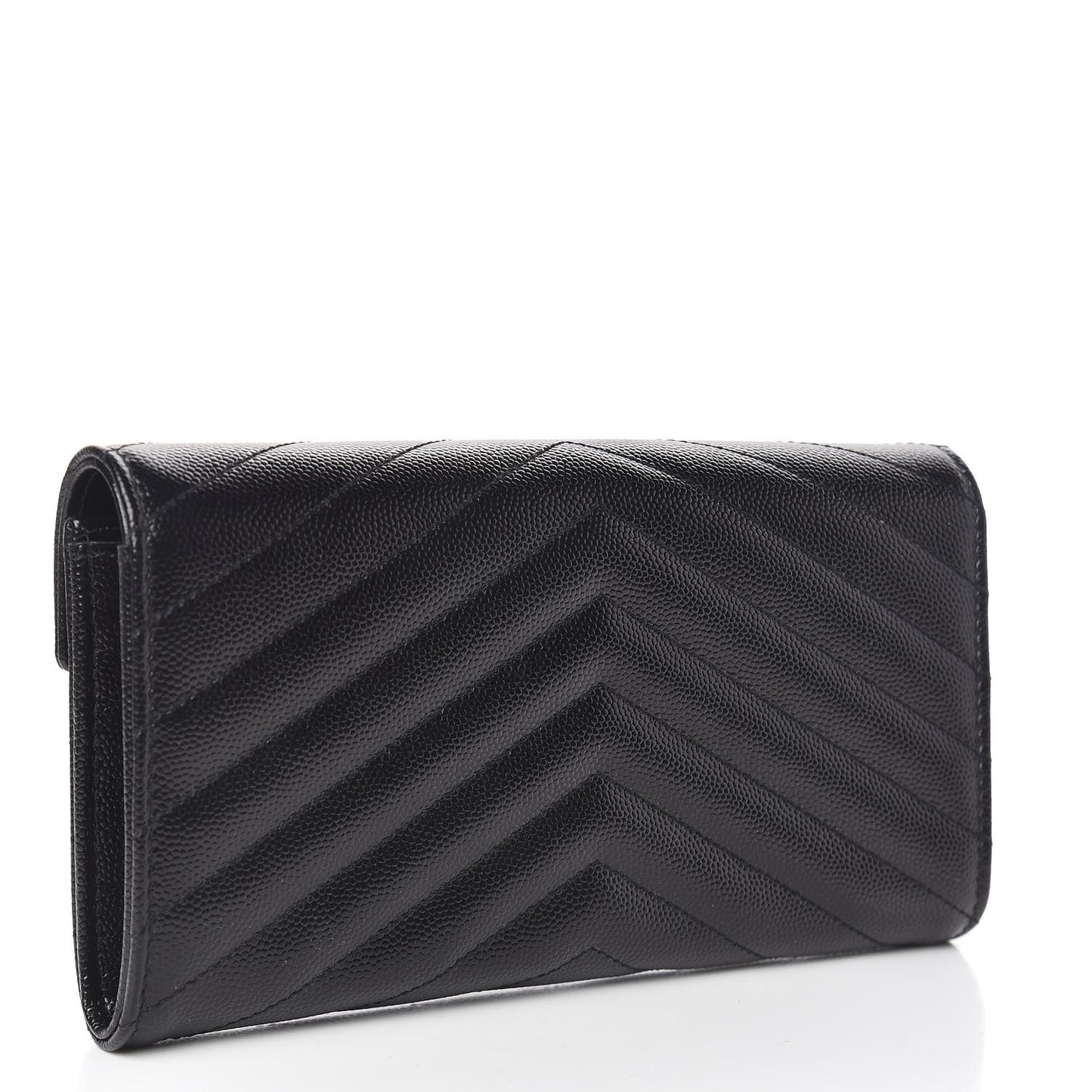 Grain De Poudre Matelasse Chevron Monogram Flap Wallet Black