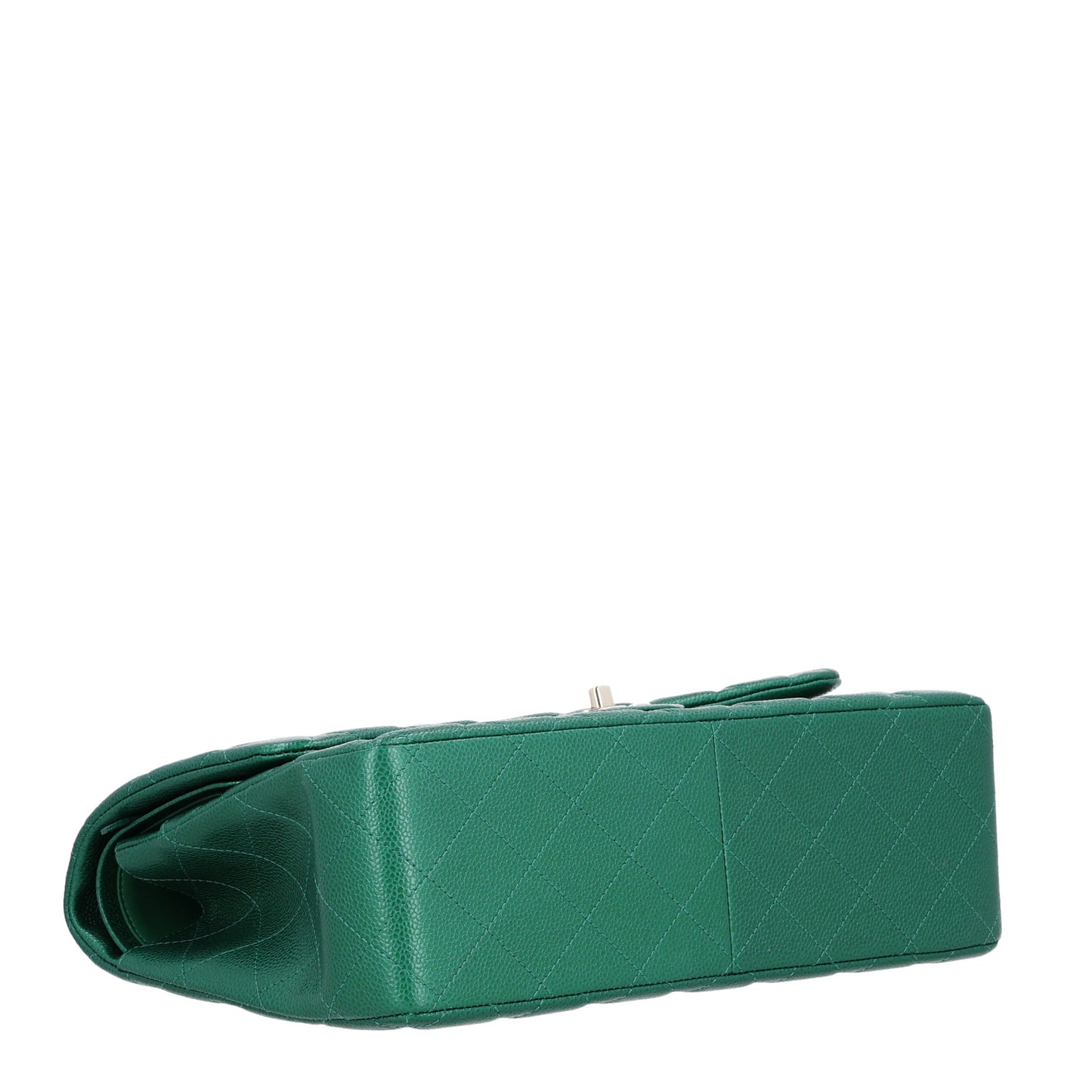 Metallic Caviar Quilted Jumbo Double Flap Green