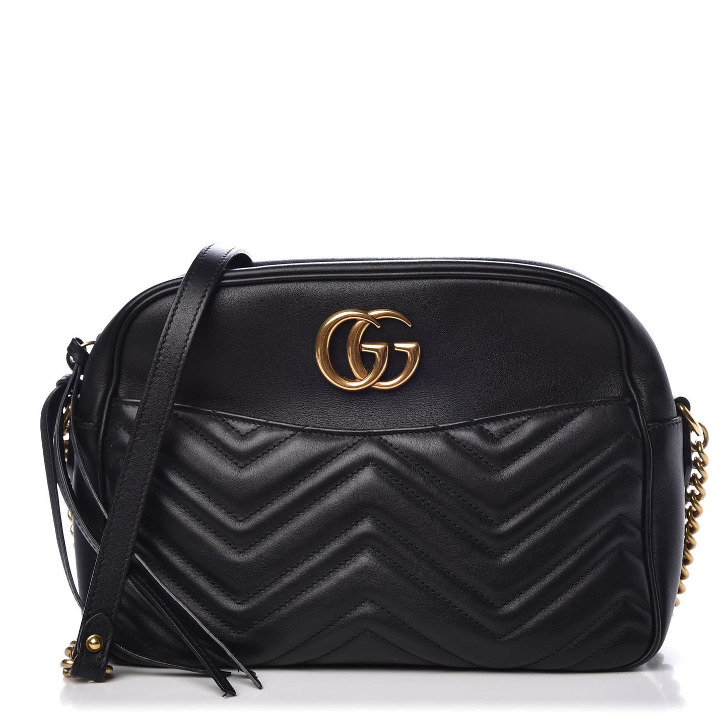 Calfskin Matelasse Medium GG Marmont Chain Shoulder Bag Black