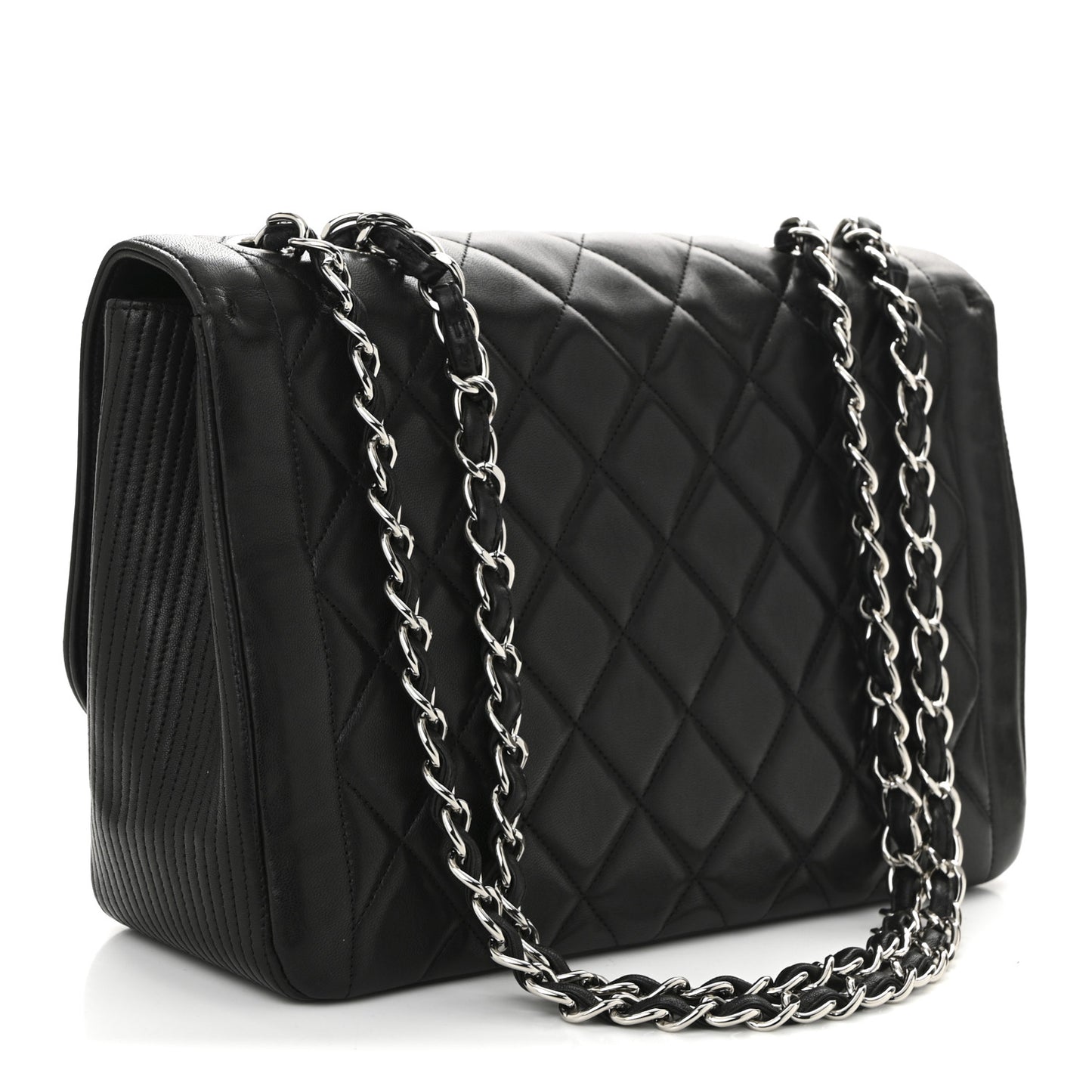 Lambskin Quilted Large Coco Rider Flap Black