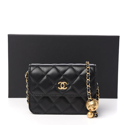 Chanel Lambskin Quilted Pearl Crush Clutch With Chain Black 10 of 10