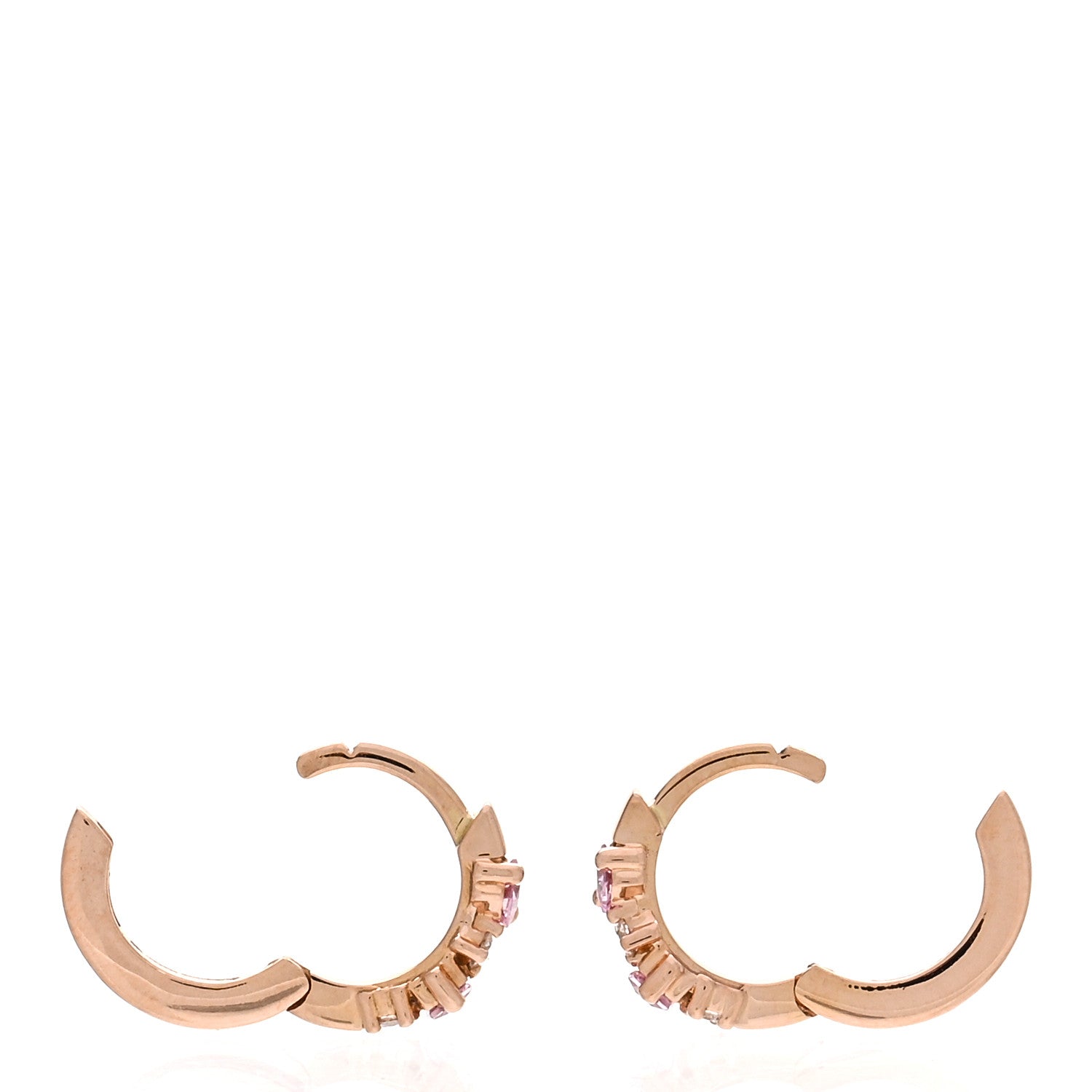 Suzanne Kalan 18K Rose Gold Diamond Pink Sapphire Princess Mix Huggie Earrings 3 of 5