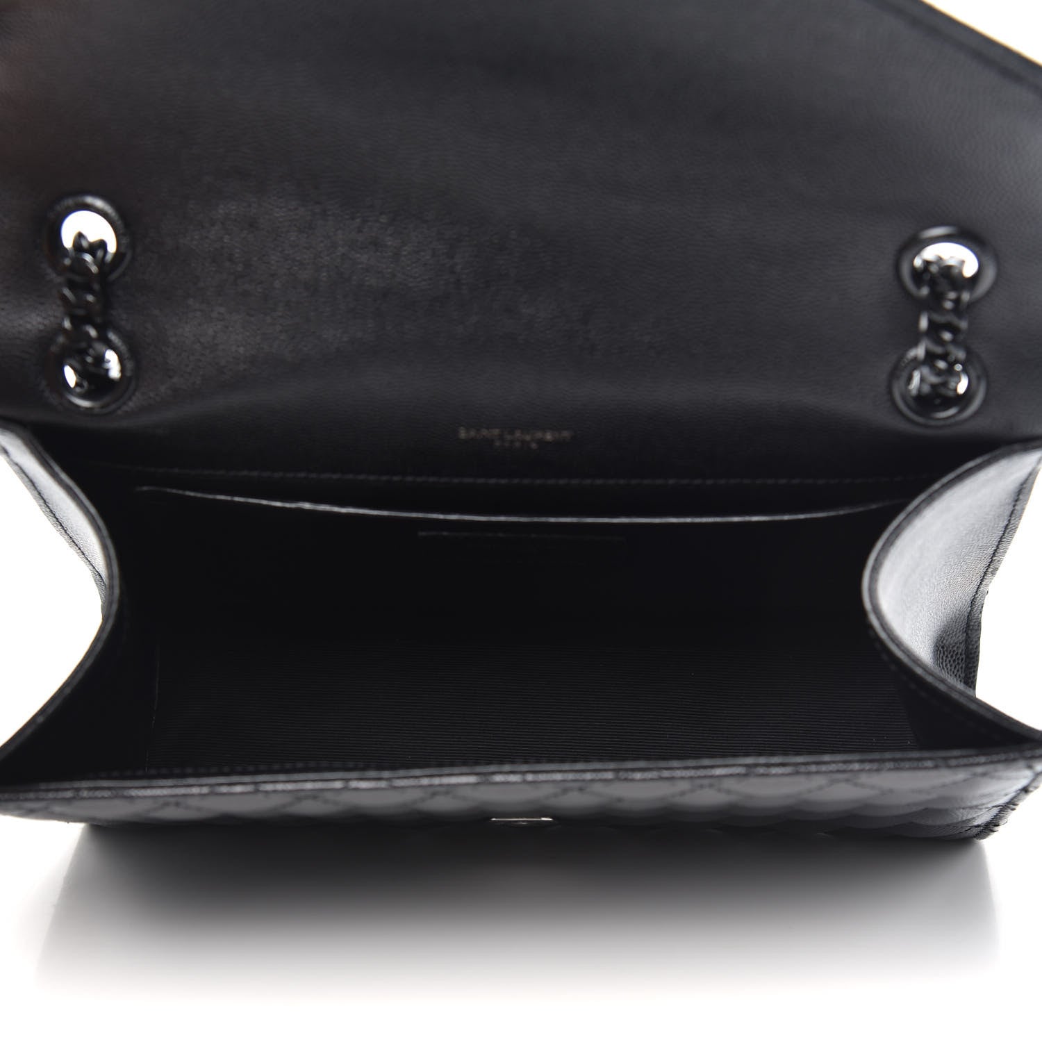 Saint Laurent Grain De Poudre Textured Mixed Matelasse Triquilt Medium Monogram Satchel Black 5 of 12