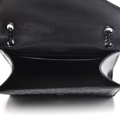 Saint Laurent Grain De Poudre Textured Mixed Matelasse Triquilt Medium Monogram Satchel Black 5 of 12