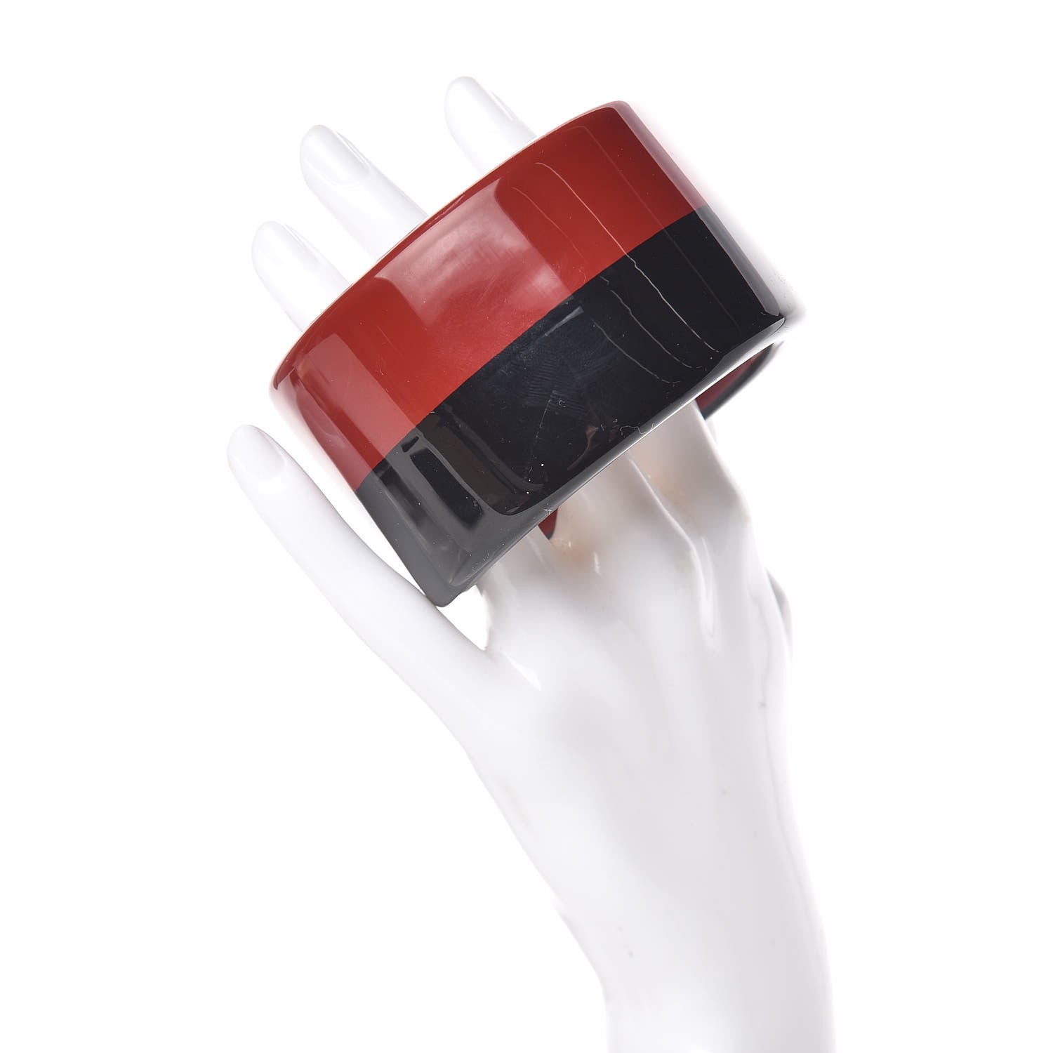 Hermes Lacquered Wood Colombo Bracelet S Black Red 2 of 6