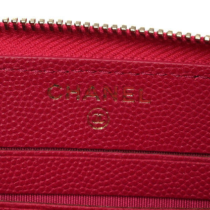 Chanel Caviar Camellia Embossed Medium Zip Around Wallet Fuchsia 6 of 9