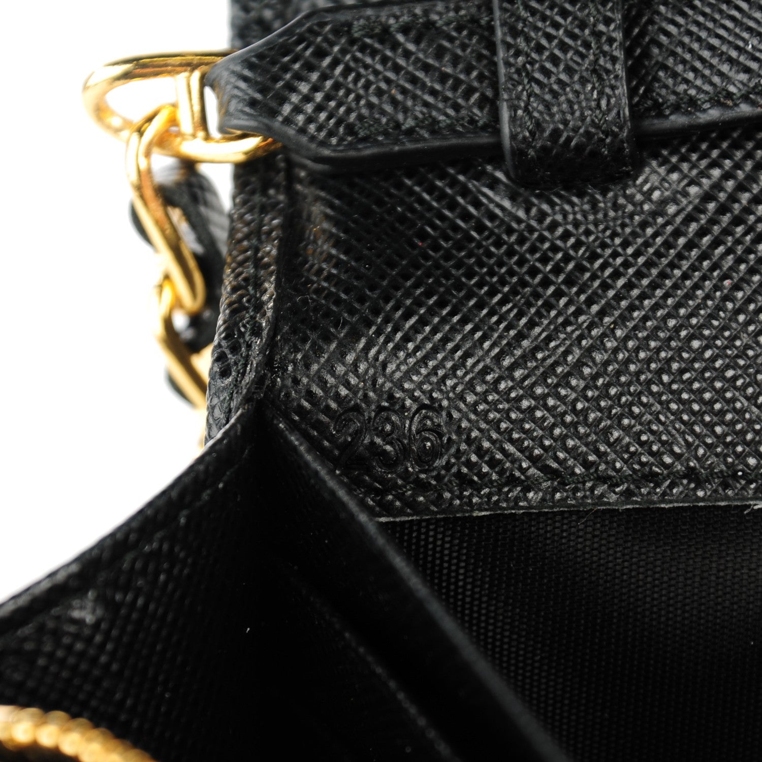 Prada Saffiano Metal Oro Chain Wallet Nero Black 7 of 7