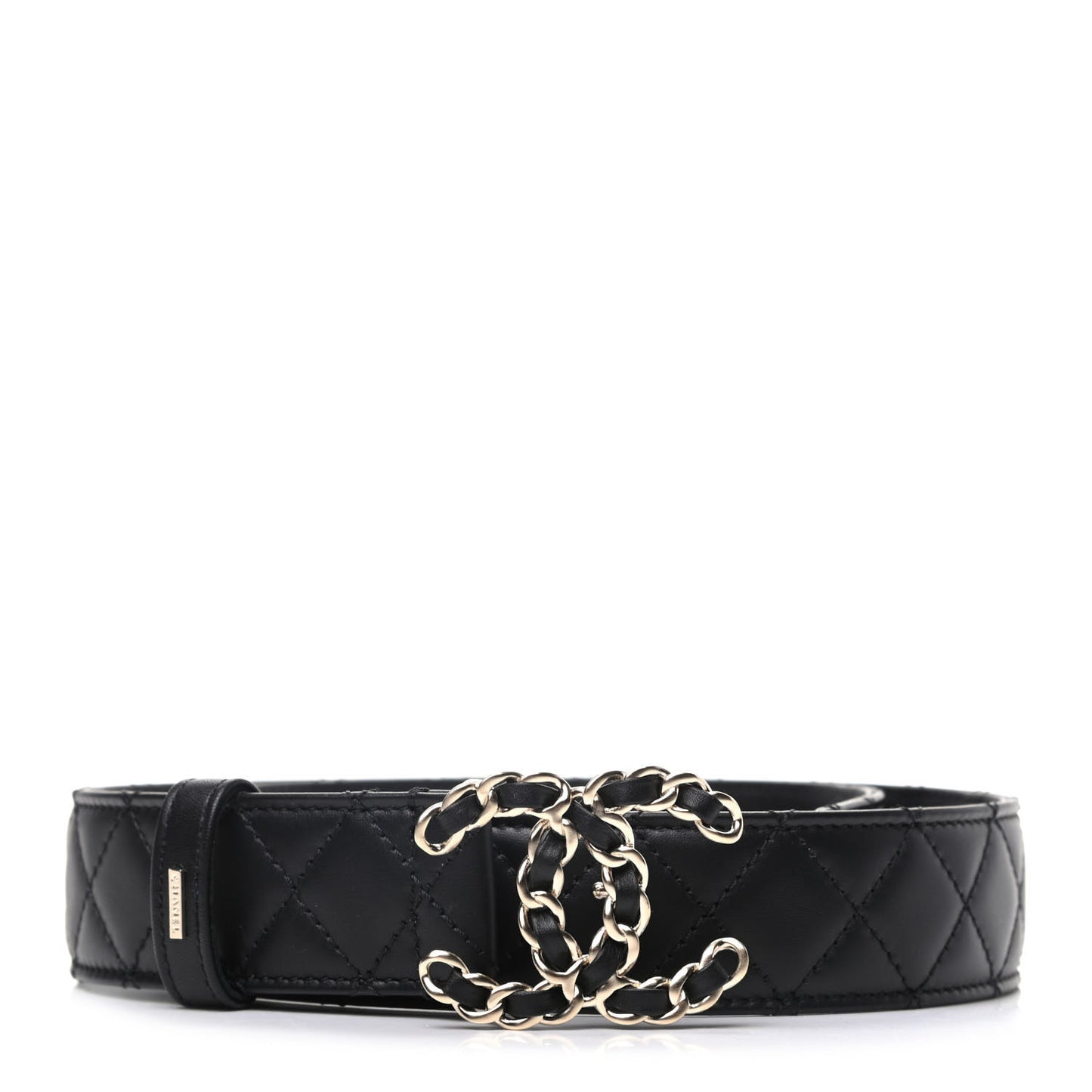 Lambskin Quilted CC Chain Belt 80 32 Black