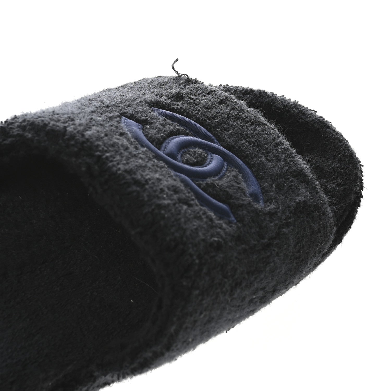 Chanel Terry CC Flat Mules Sandals 41 Black Navy 9 of 9