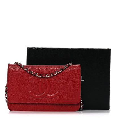 Chanel Caviar Timeless CC Wallet On Chain WOC Red 11 of 11