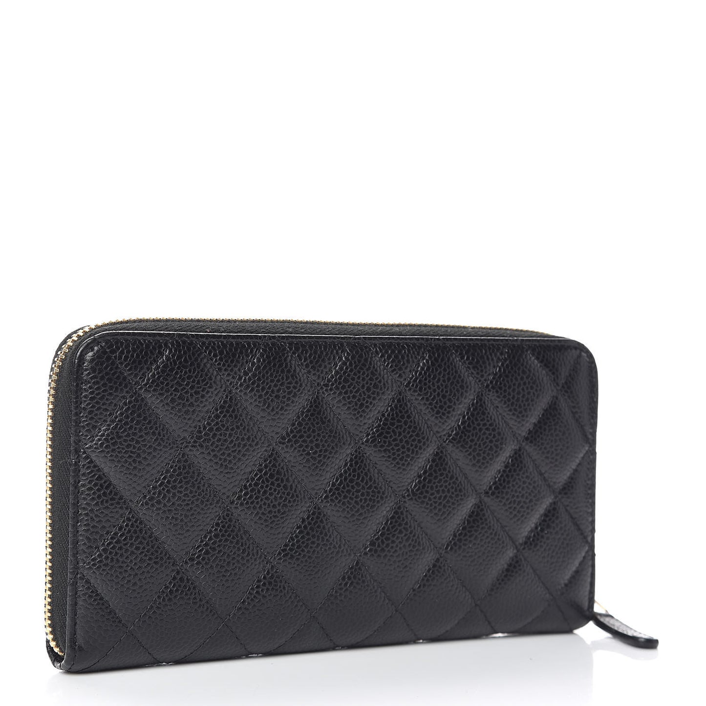 Caviar Quilted Large Gusset Zip Around Wallet Black
