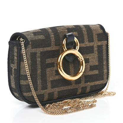 Fendi Fabric Jacquard FF 1974 Nano Baguette Charm Tobacco Moro Black 2 of 7