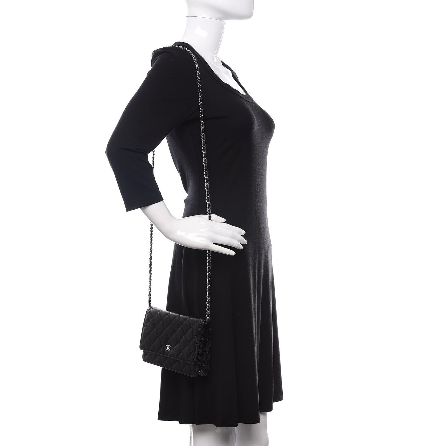 Caviar Quilted Wallet On Chain WOC Black