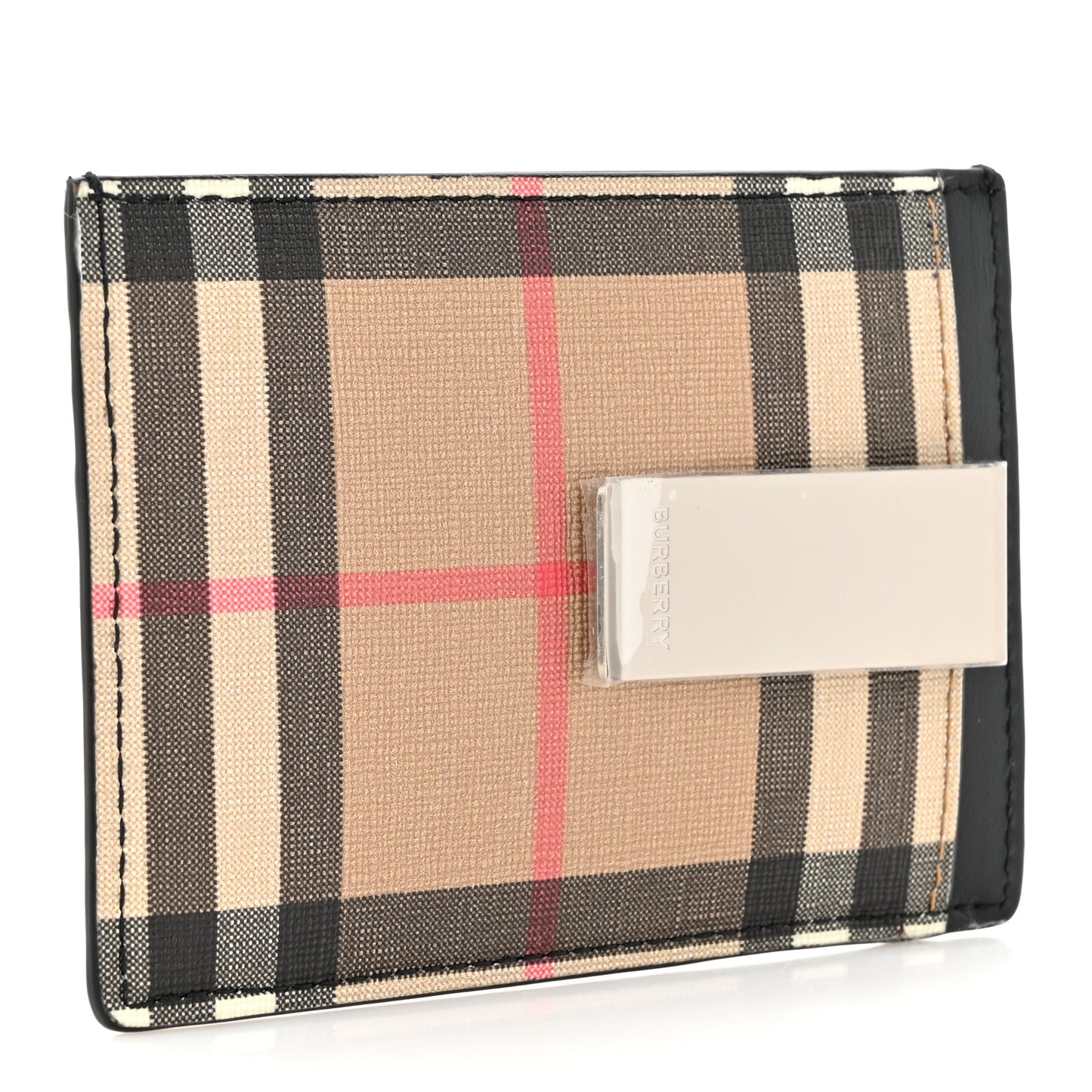 Vintage Check Money Clip Card Case Archive Beige Black