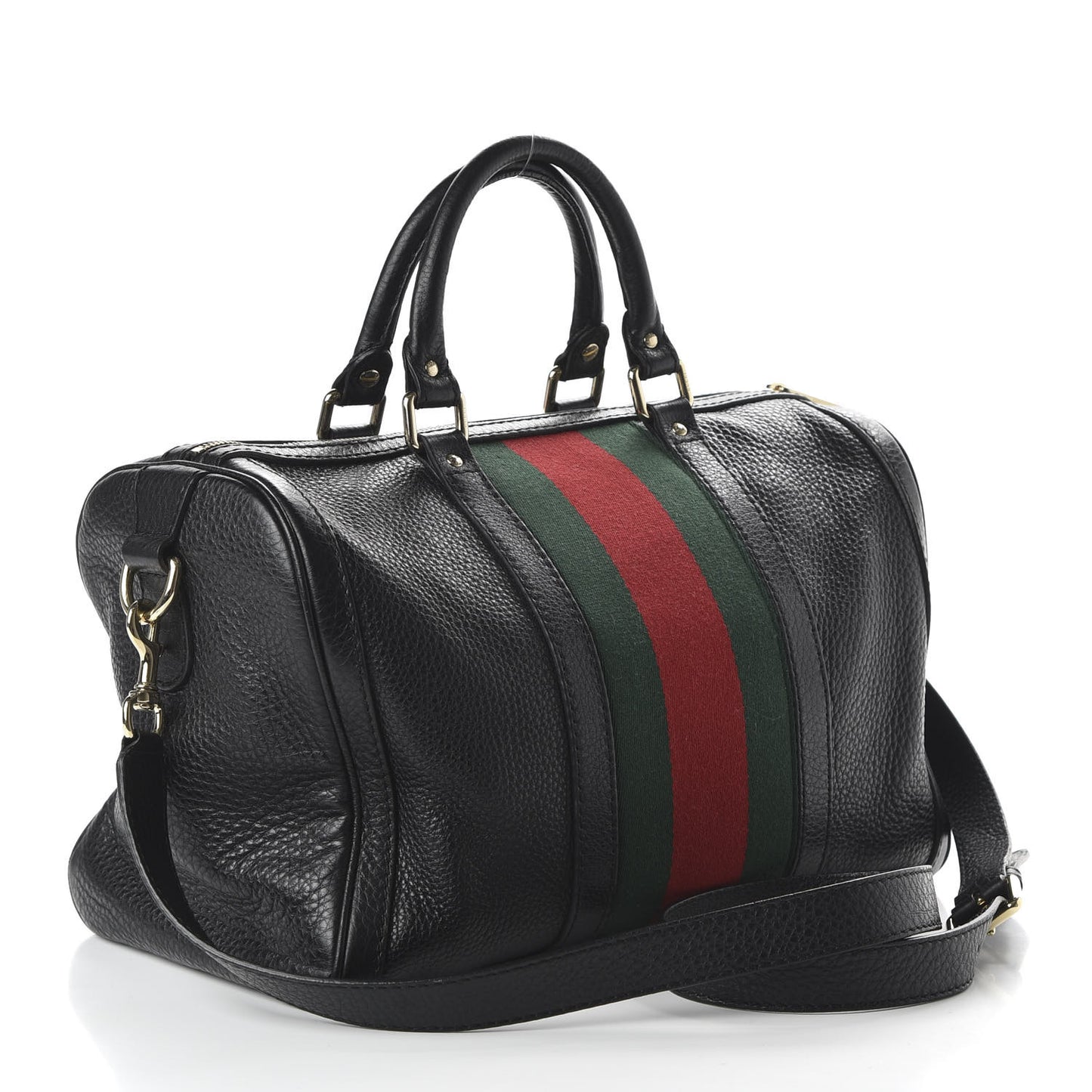 Calfskin Vintage Web Medium Boston Black