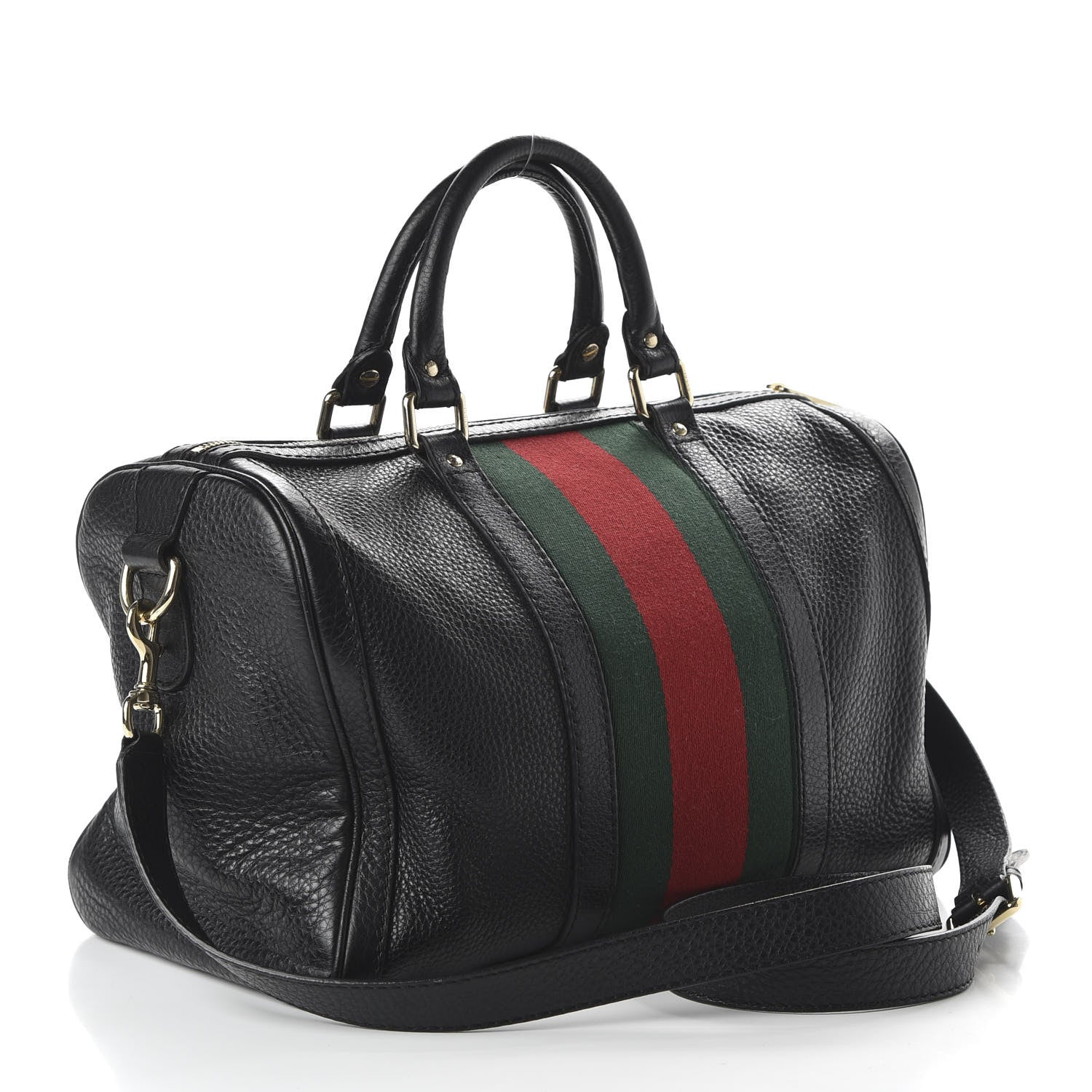 Gucci Calfskin Vintage Web Medium Boston Black 3 of 10