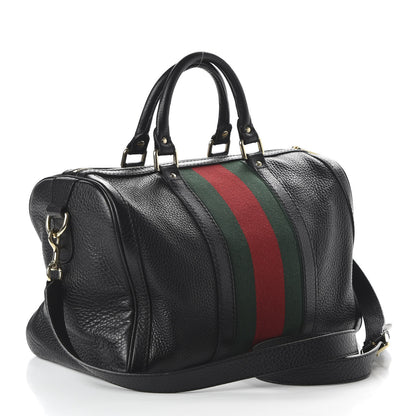 Gucci Calfskin Vintage Web Medium Boston Black 3 of 10