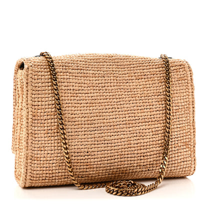 Saint Laurent Raffia Medium Monogram Kate Satchel Natural Dark Oak 3 of 10