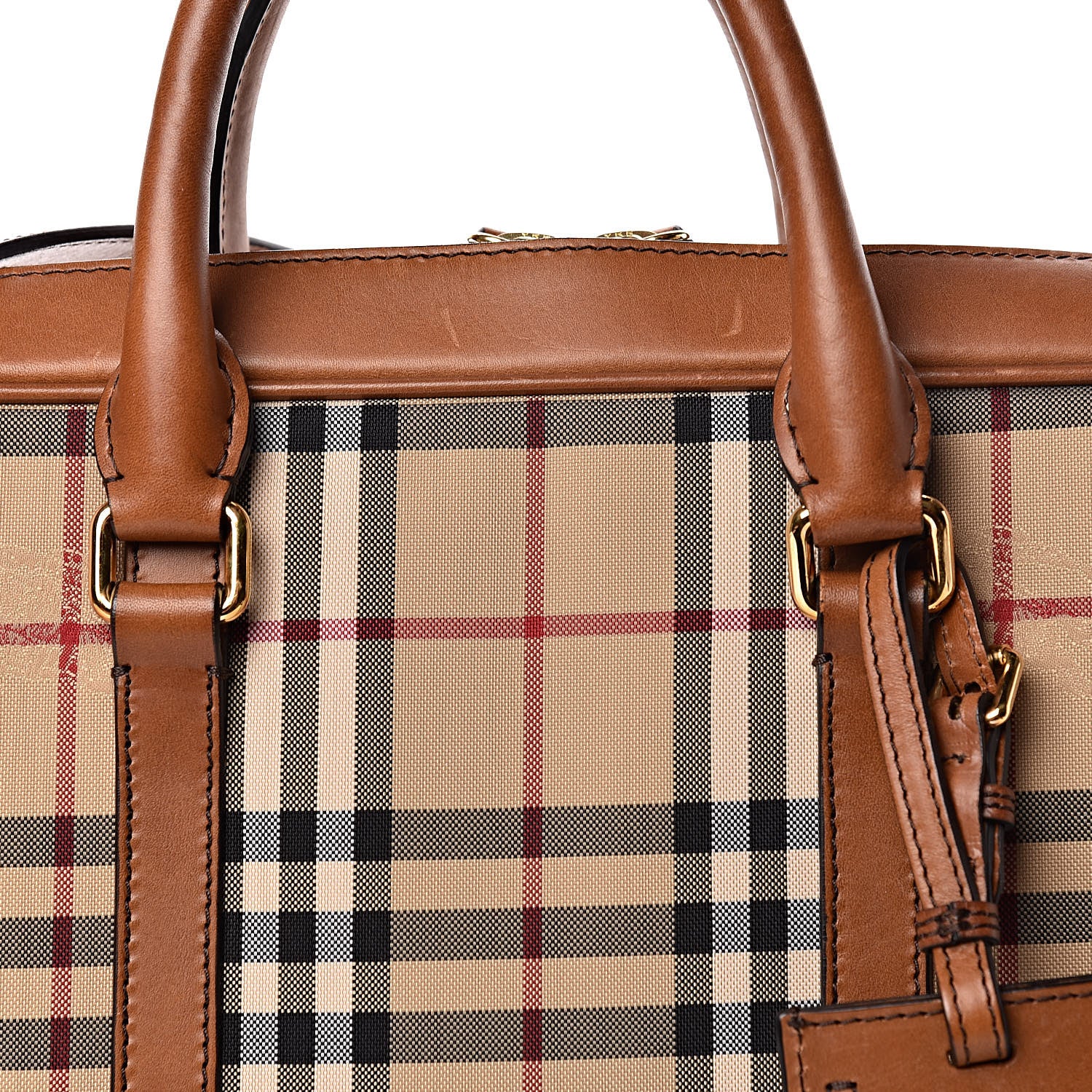 Burberry Nylon Horseferry Check Newburg Briefcase Tan 9 of 13