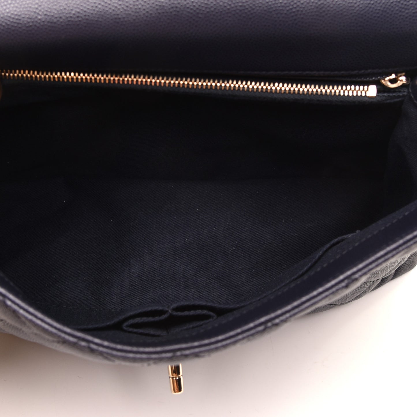 Caviar Quilted Medium Coco Handle Flap Navy Blue