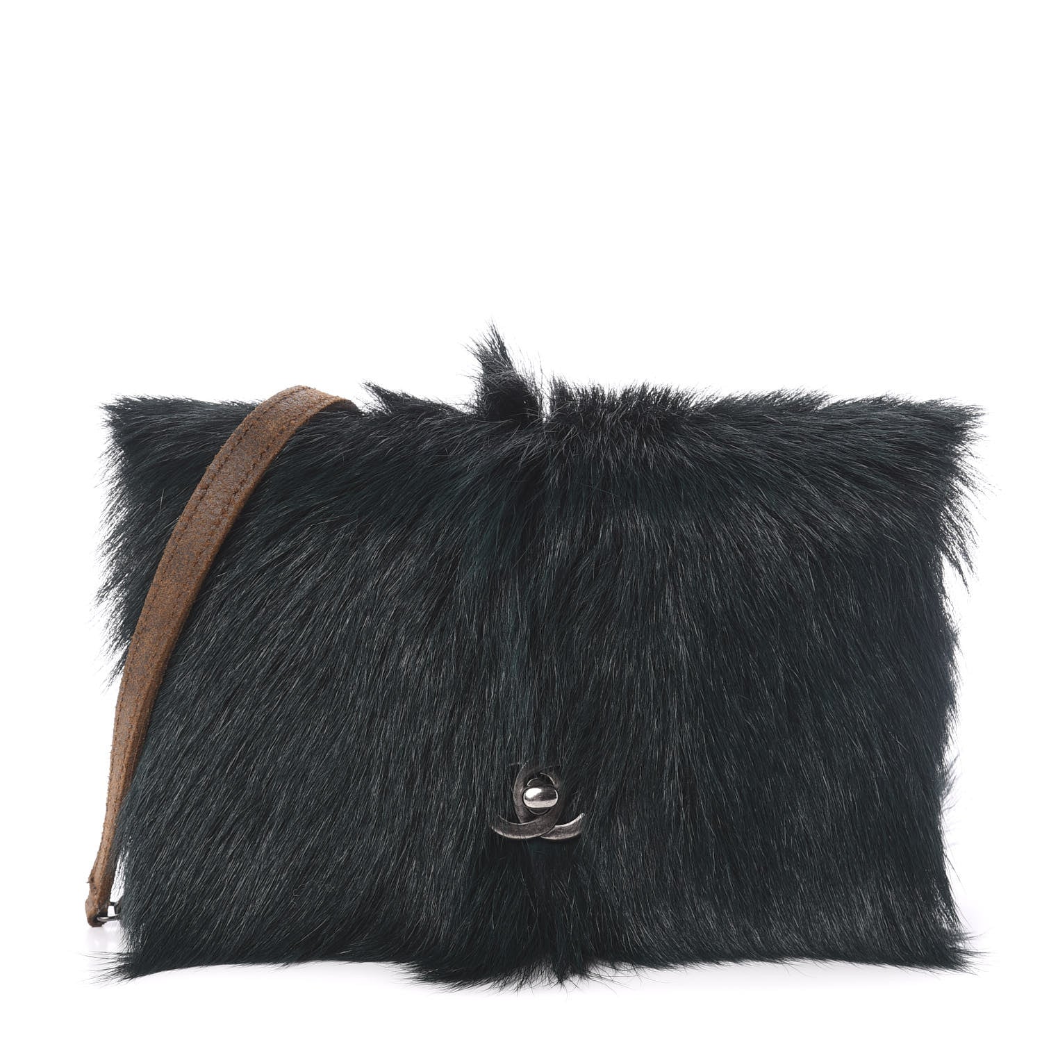 Chanel Goat Hair Wallet On Chain WOC Dark Green 1 of 10