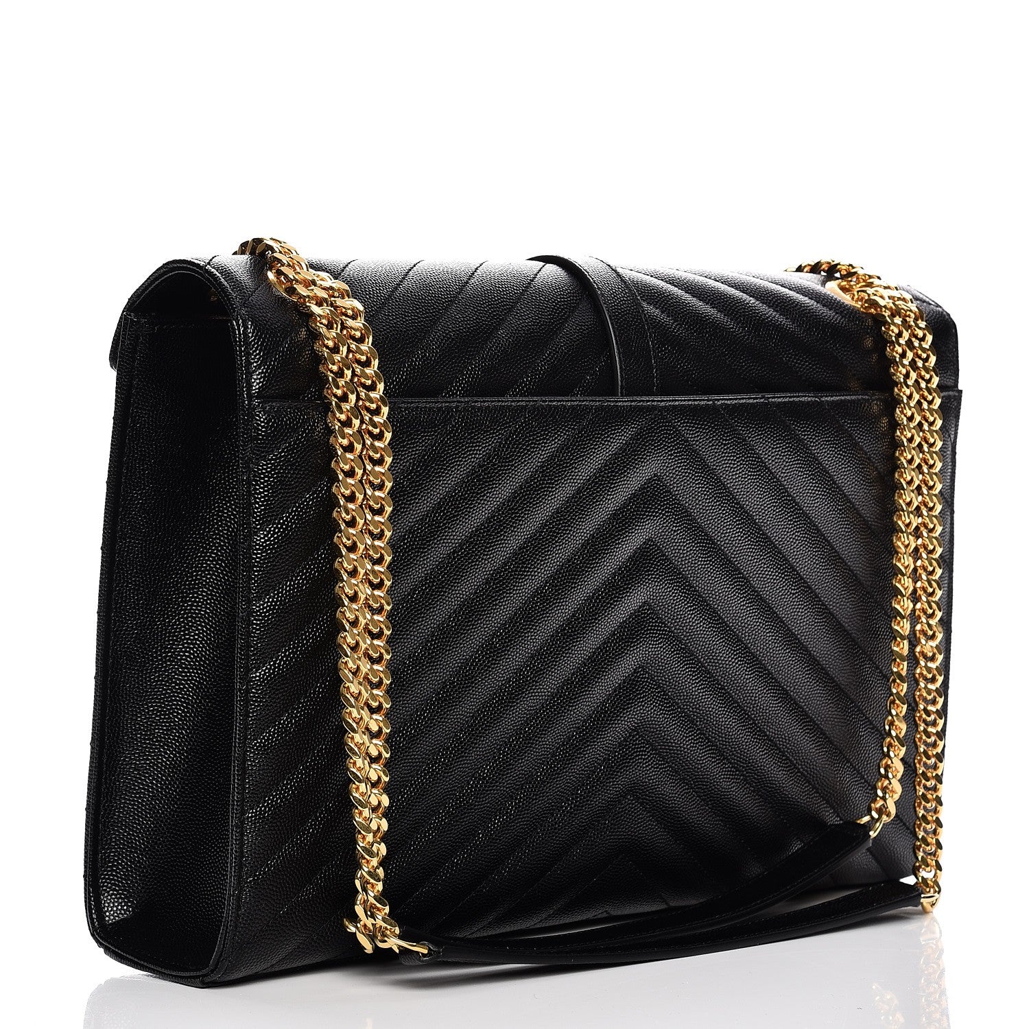 Saint Laurent Grain De Poudre Matelasse Chevron Large Monogram Satchel Black 3 of 8