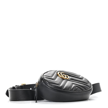 Gucci Calfskin Matelasse GG Marmont Belt Bag 75 30 Black 4 of 9