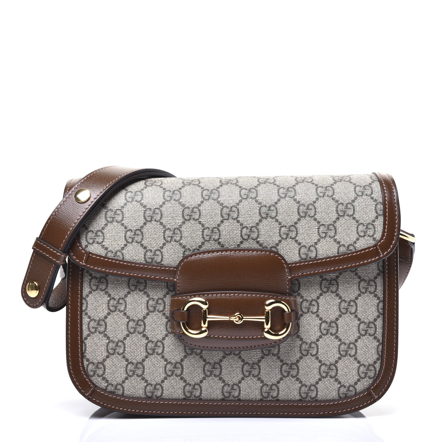 GG Supreme Monogram Horsebit 1955 Shoulder Bag Beige Brown Sugar