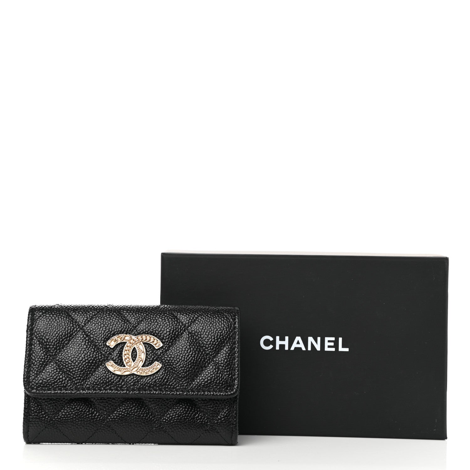 Chanel Caviar Quilted Chain CC Flap Card Holder Black 8 of 8