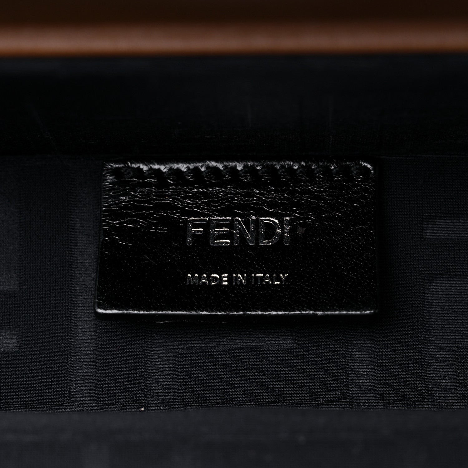 Fendi Shiny Glazed Fabric Vachetta FF 1974 Medium Baguette Trunk Mogano Panna Cuoio 6 of 13