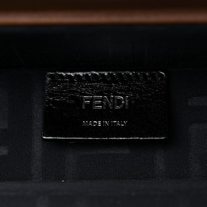 Fendi Shiny Glazed Fabric Vachetta FF 1974 Medium Baguette Trunk Mogano Panna Cuoio 6 of 13