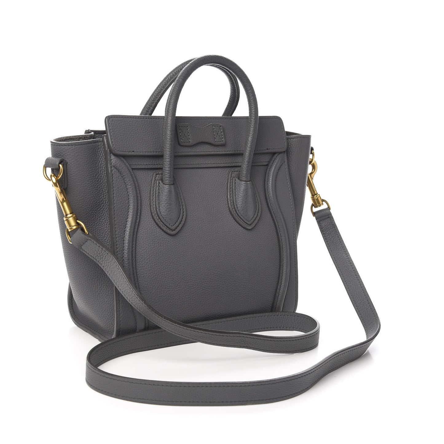 Drummed Calfskin Nano Luggage Kohl