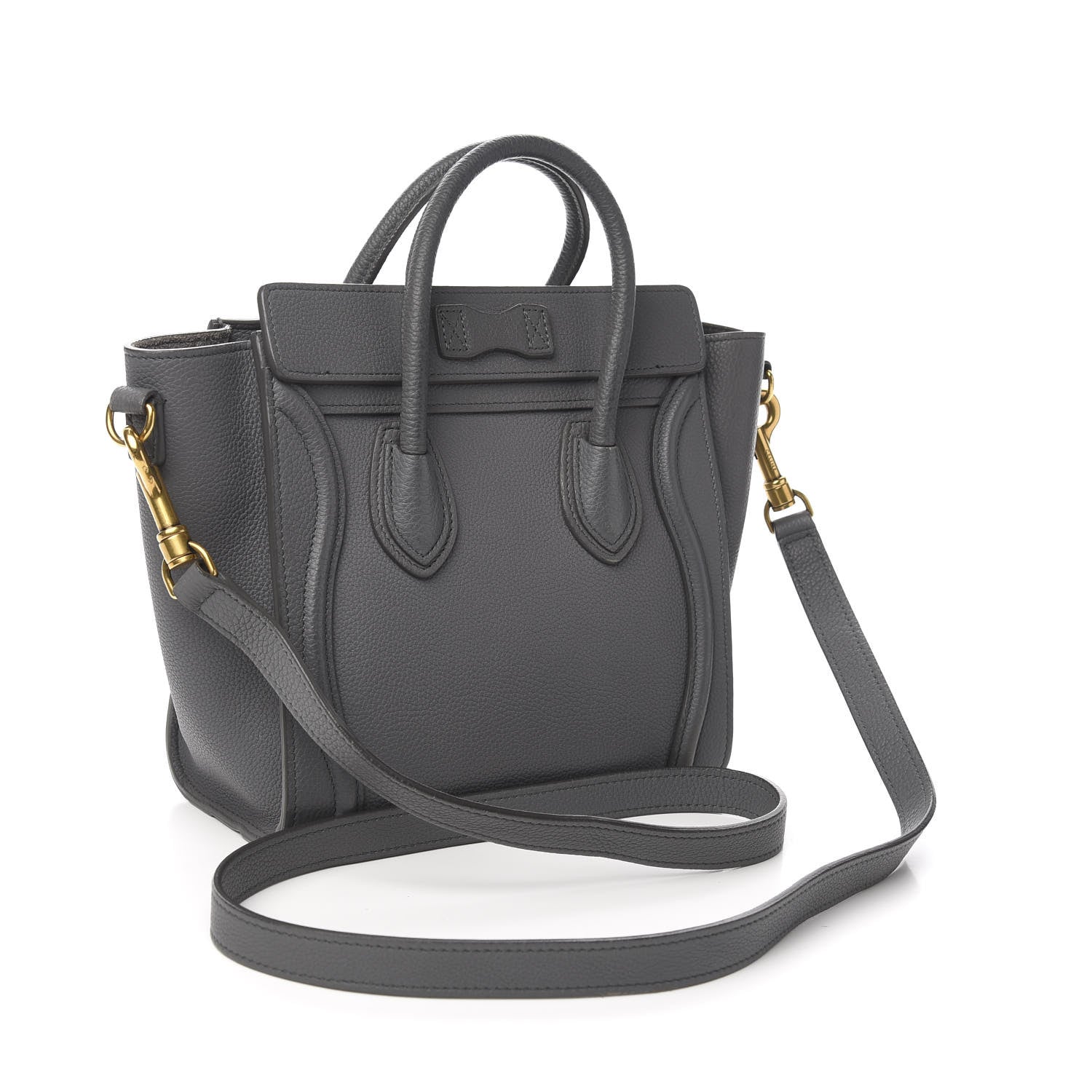 Celine Drummed Calfskin Nano Luggage Kohl 2 of 9