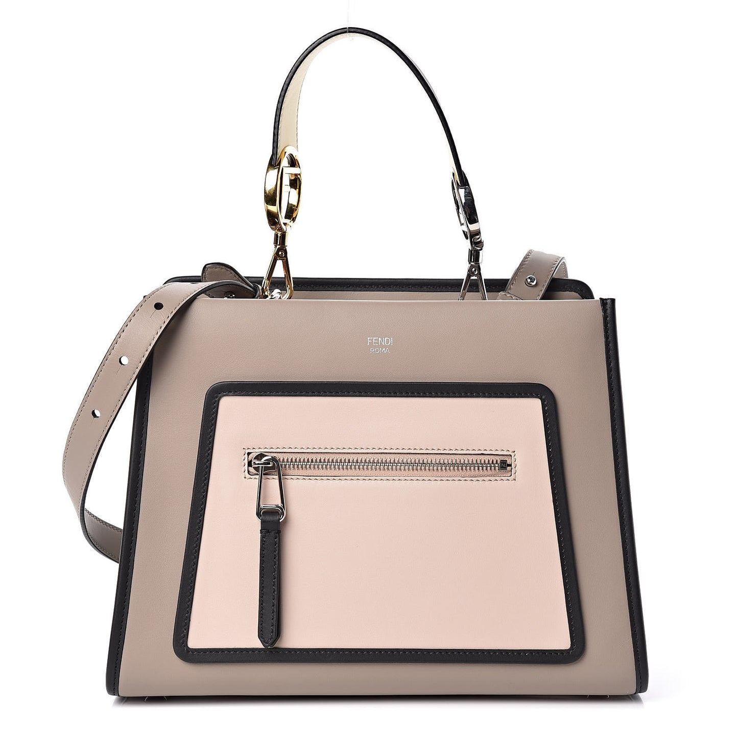 Vitello Century F is Fendi Small Runaway Satchel Tortora Soap Grigio Perla Burro Black