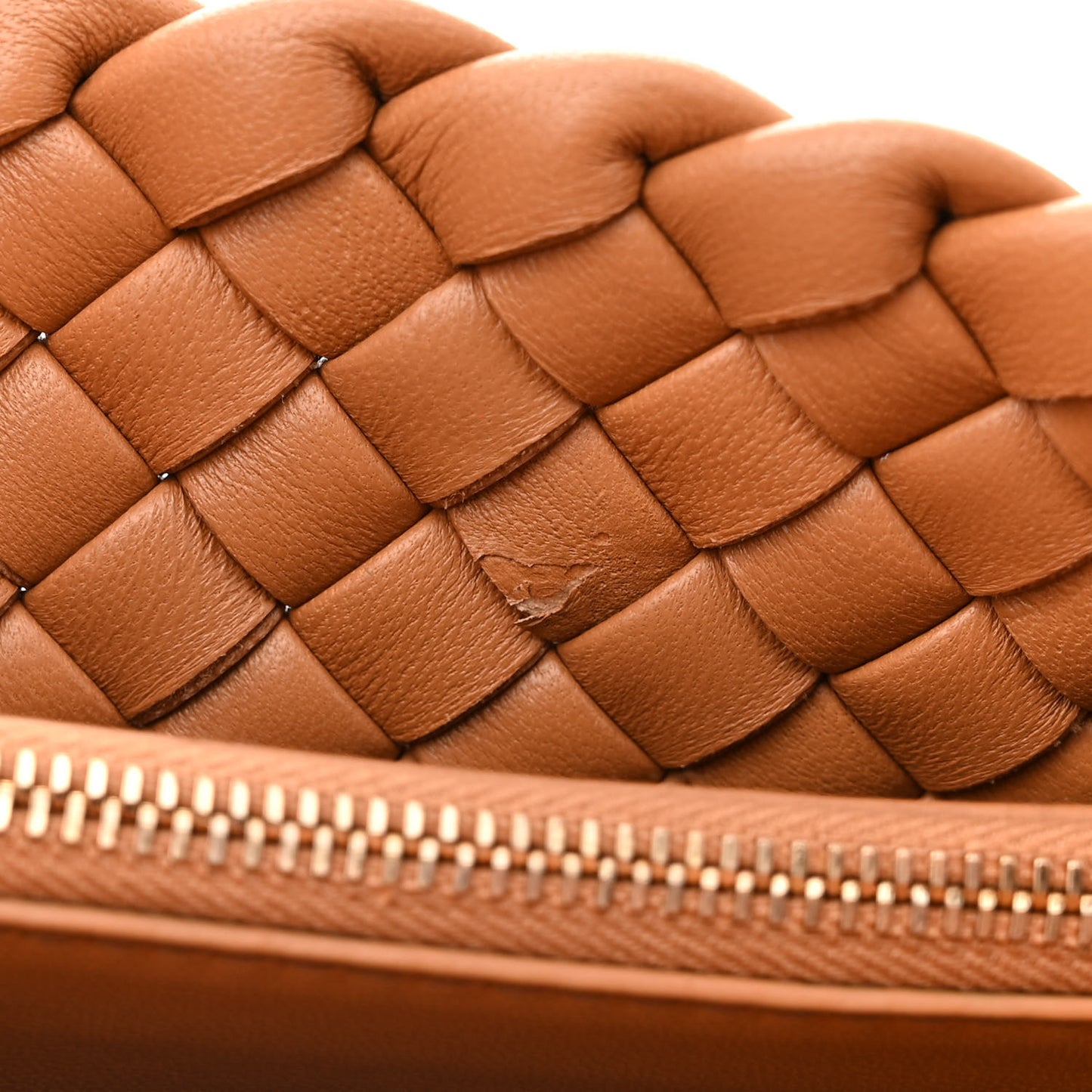 Nappa Intrecciato Cobble Shoulder Bag Caramel