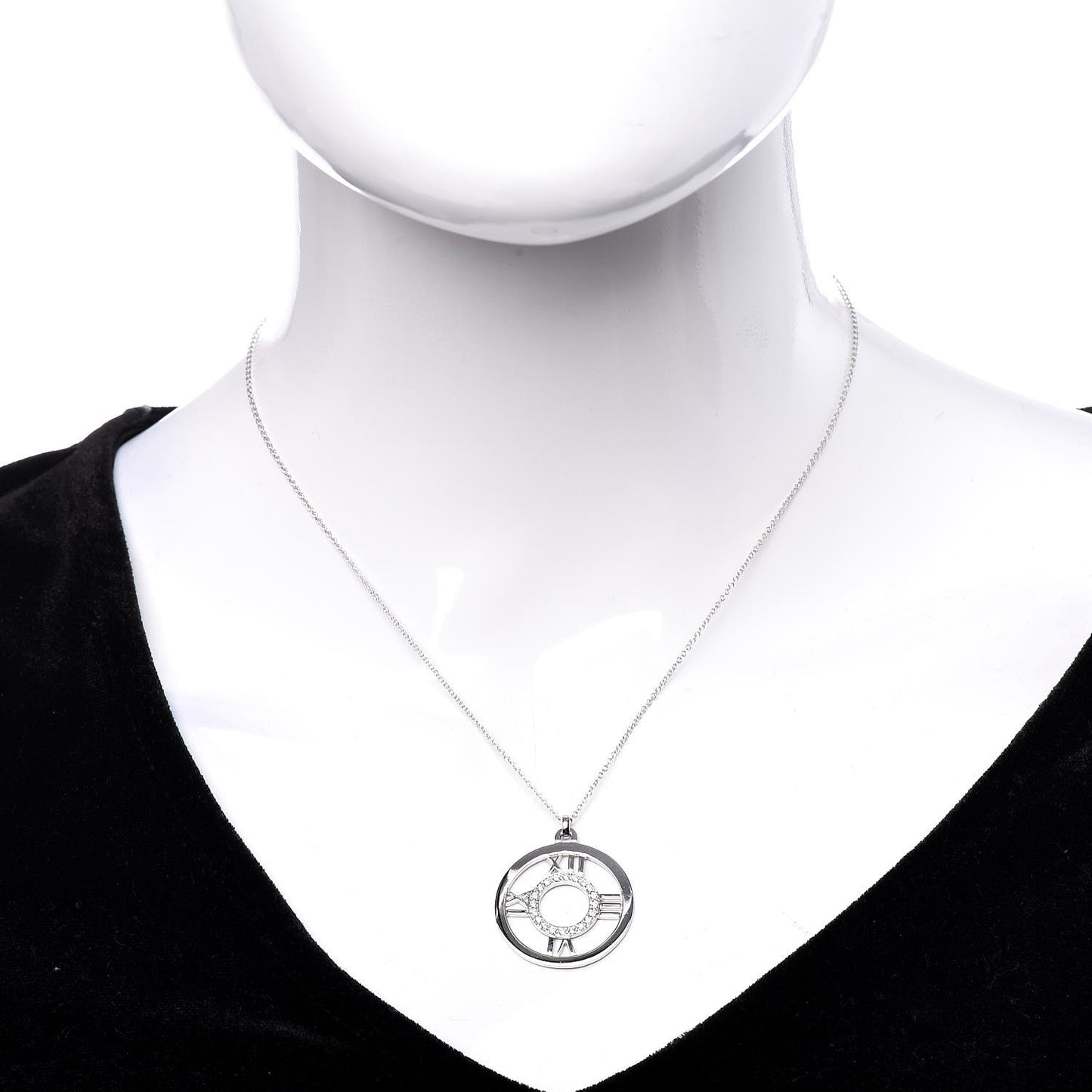 18K White Gold Diamond Medium Atlas Open Pendant Necklace