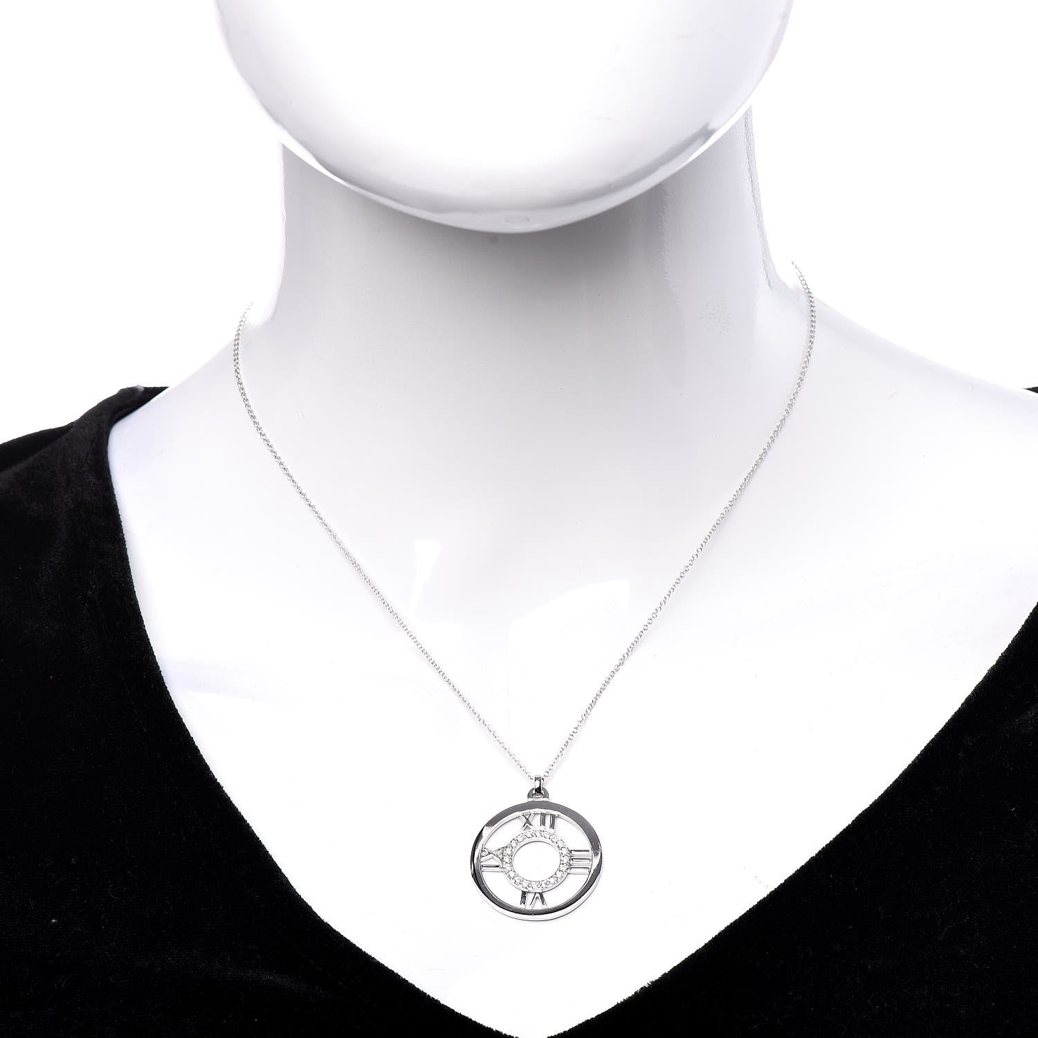 Tiffany 18K White Gold Diamond Medium Atlas Open Pendant Necklace 2 of 7