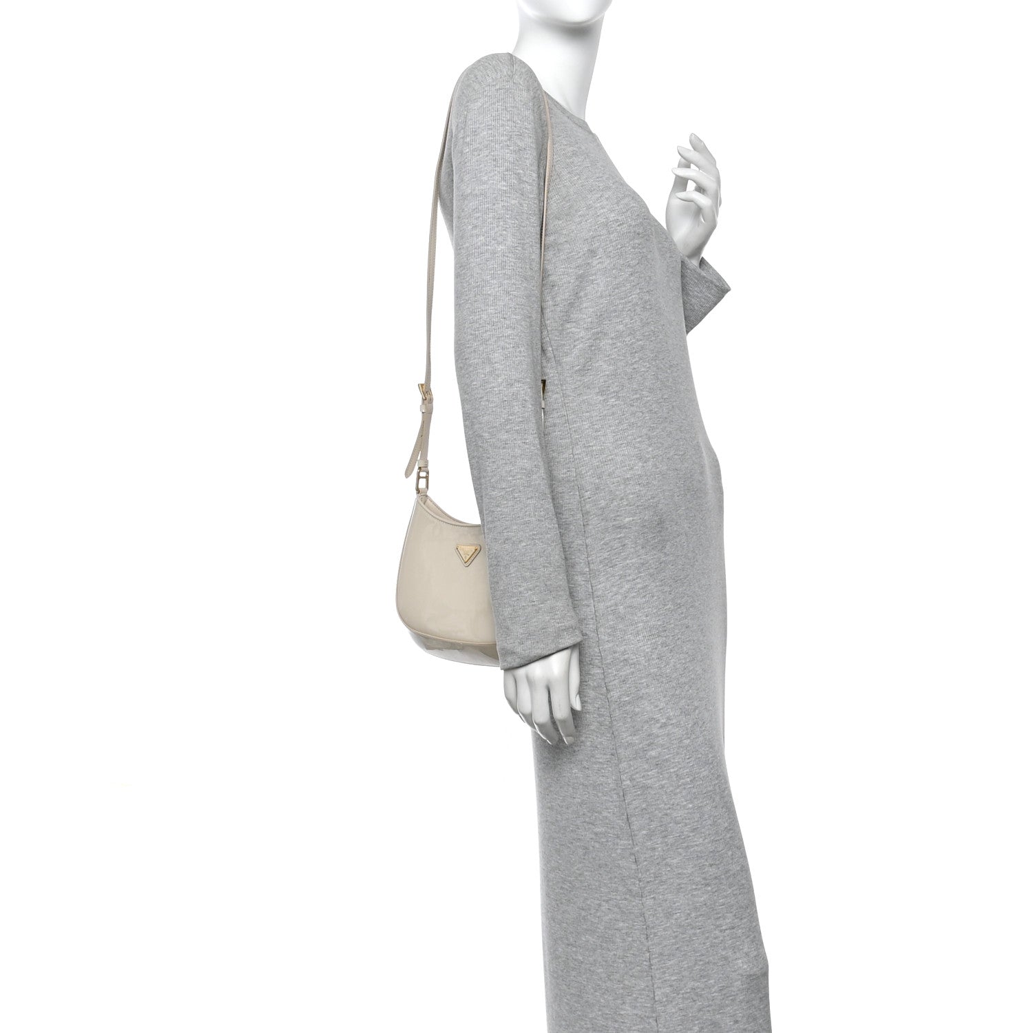 Prada Spazzolato Cleo Shoulder Bag Avorio 2 of 13