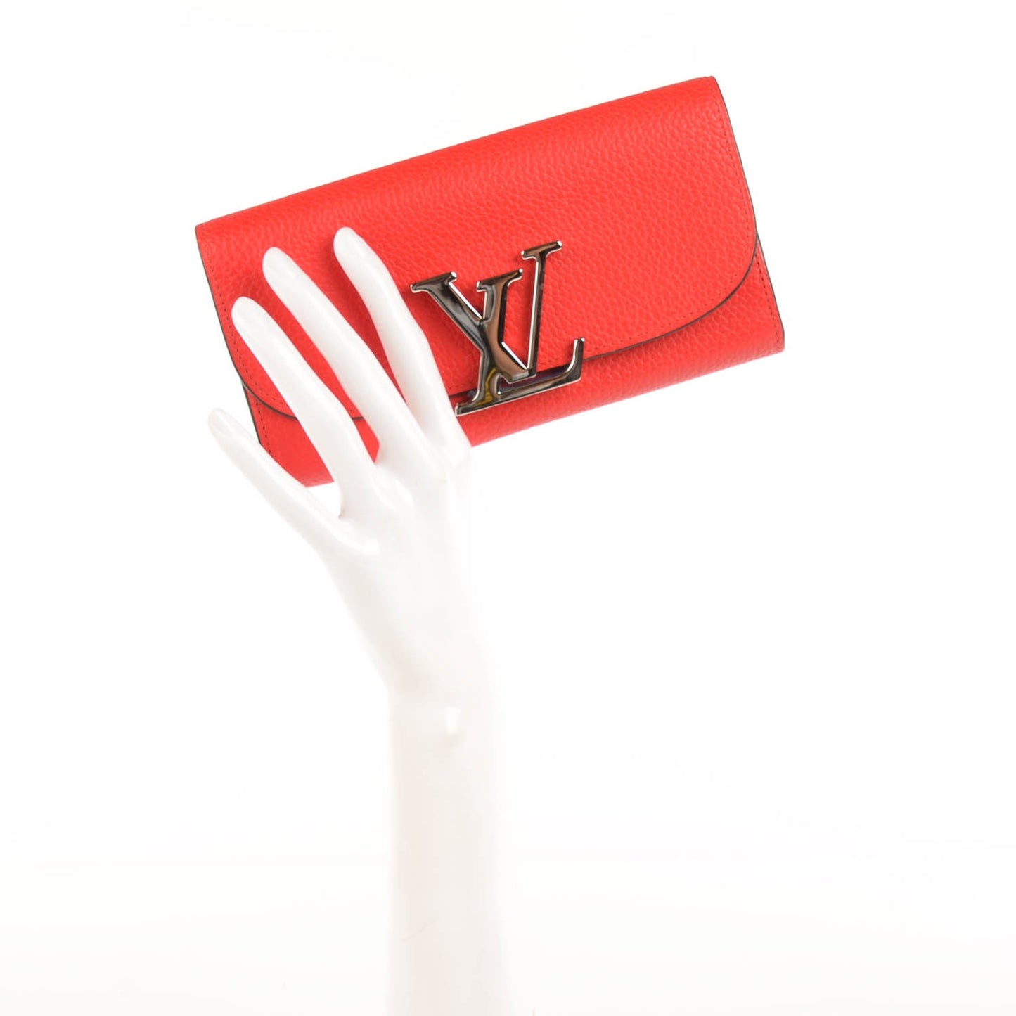 Taurillon Vivienne LV Long Wallet Coquelicot