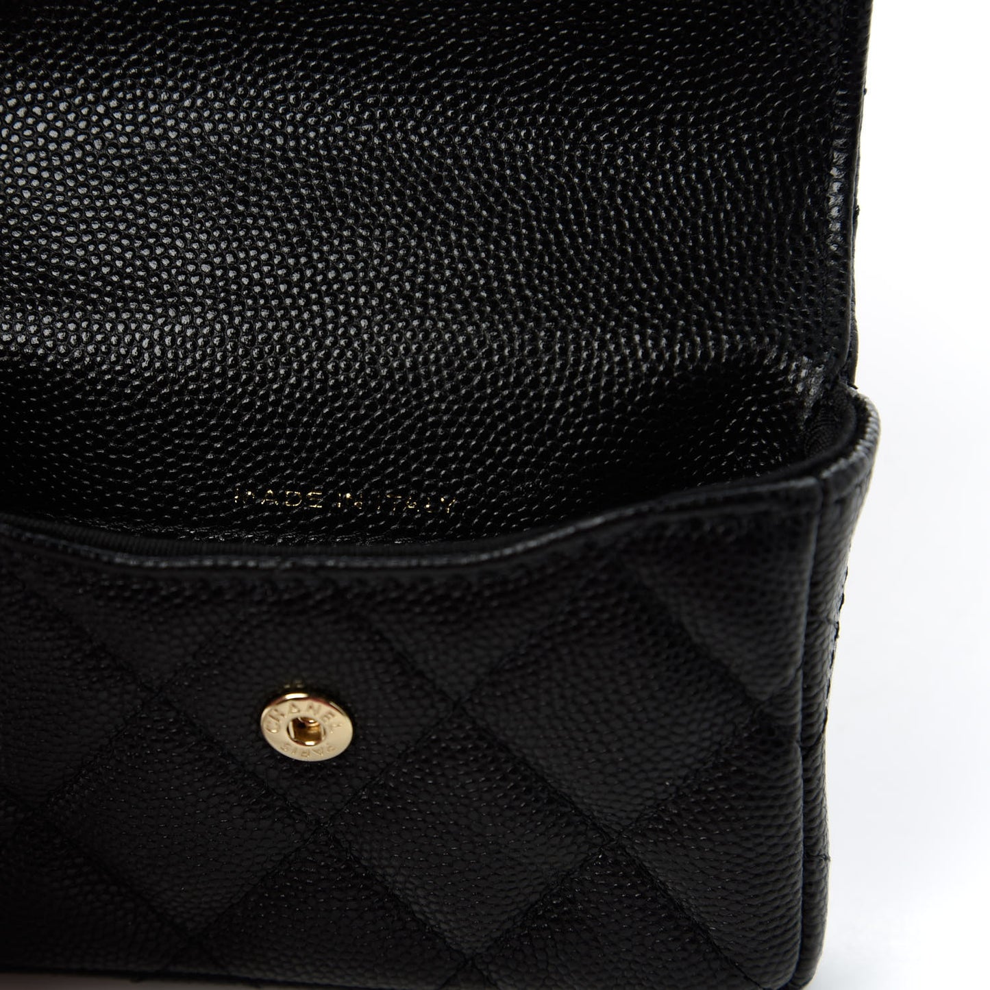 Caviar Quilted Mini Pearl On Top Coin Purse With Chain Black