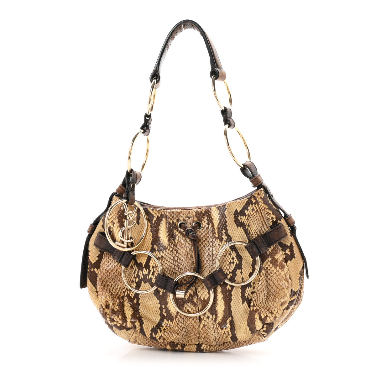 Snakeskin Saharienne Shoulder Bag Brown