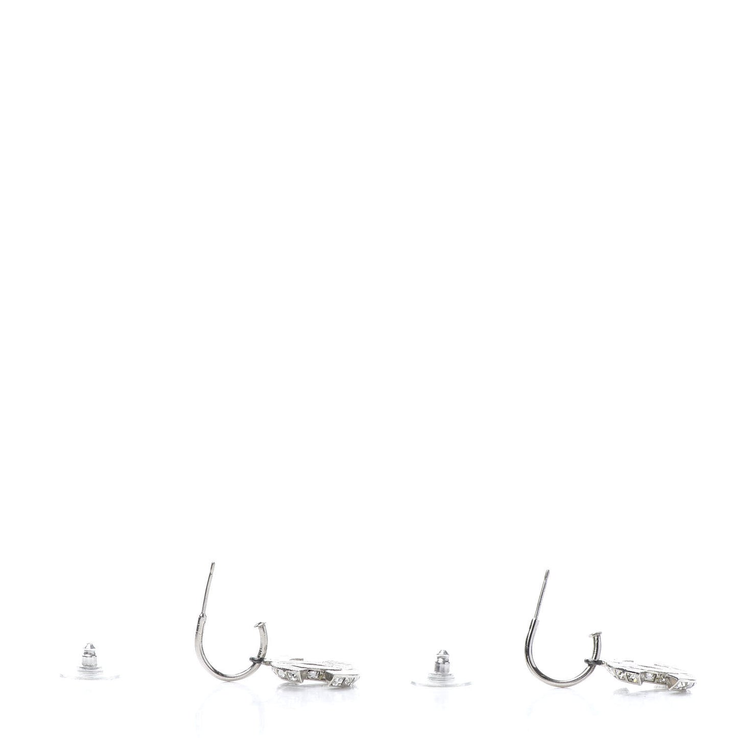 Baguette Crystal CC Dangle Earrings Silver