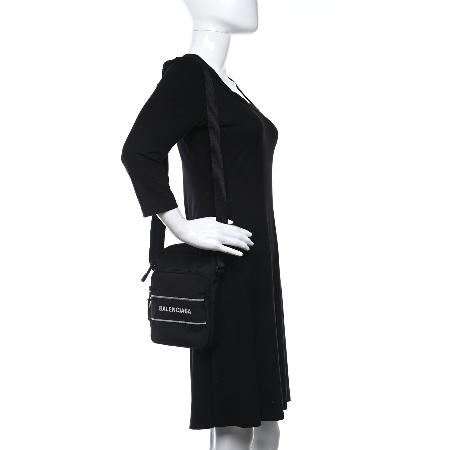 Recycled Nylon Small Sport Messenger Bag Black White
