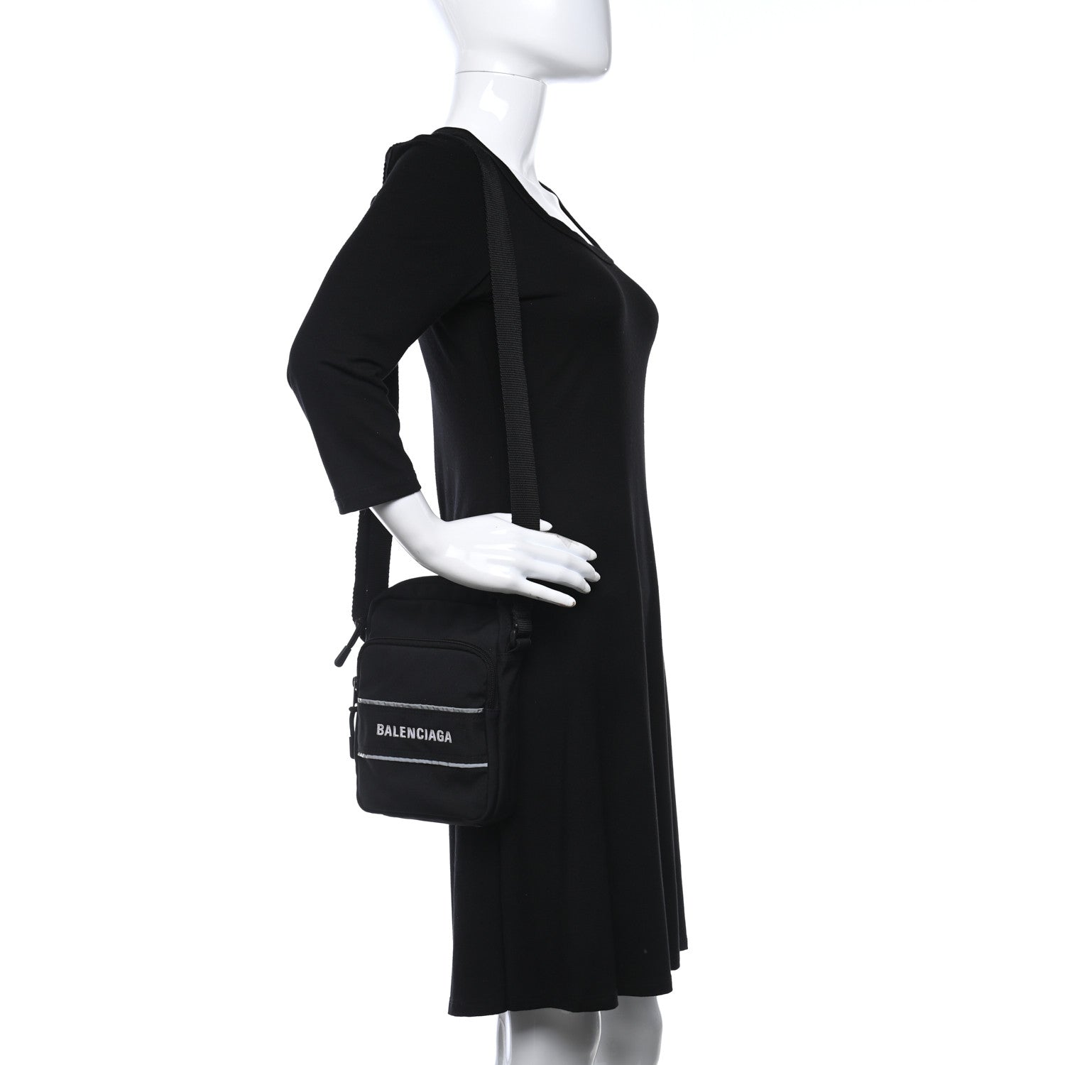 Balenciaga Recycled Nylon Small Sport Messenger Bag Black White 2 of 12
