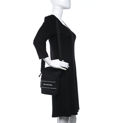 Balenciaga Recycled Nylon Small Sport Messenger Bag Black White 2 of 12