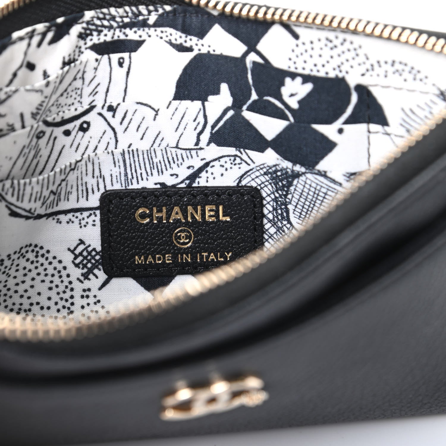 Chanel Goatskin Classic Zip Pouch Black 7 of 9