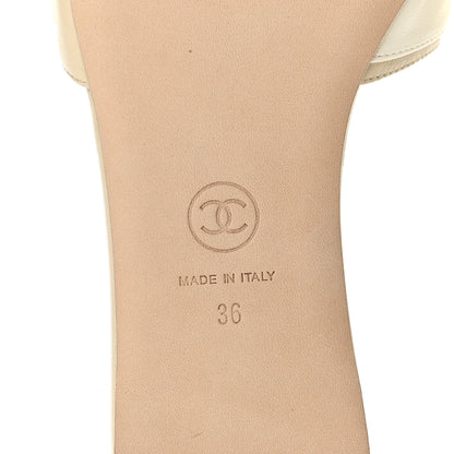 Chanel Lambskin Pearl Crystal CC Mules Sandals 36 Light Beige White 7 of 11