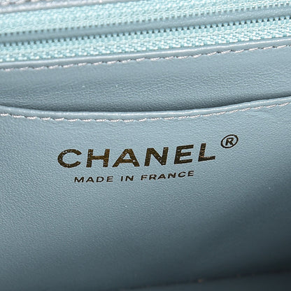 Chanel Iridescent Caviar Quilted Mini Rectangular Flap Light Blue 6 of 8