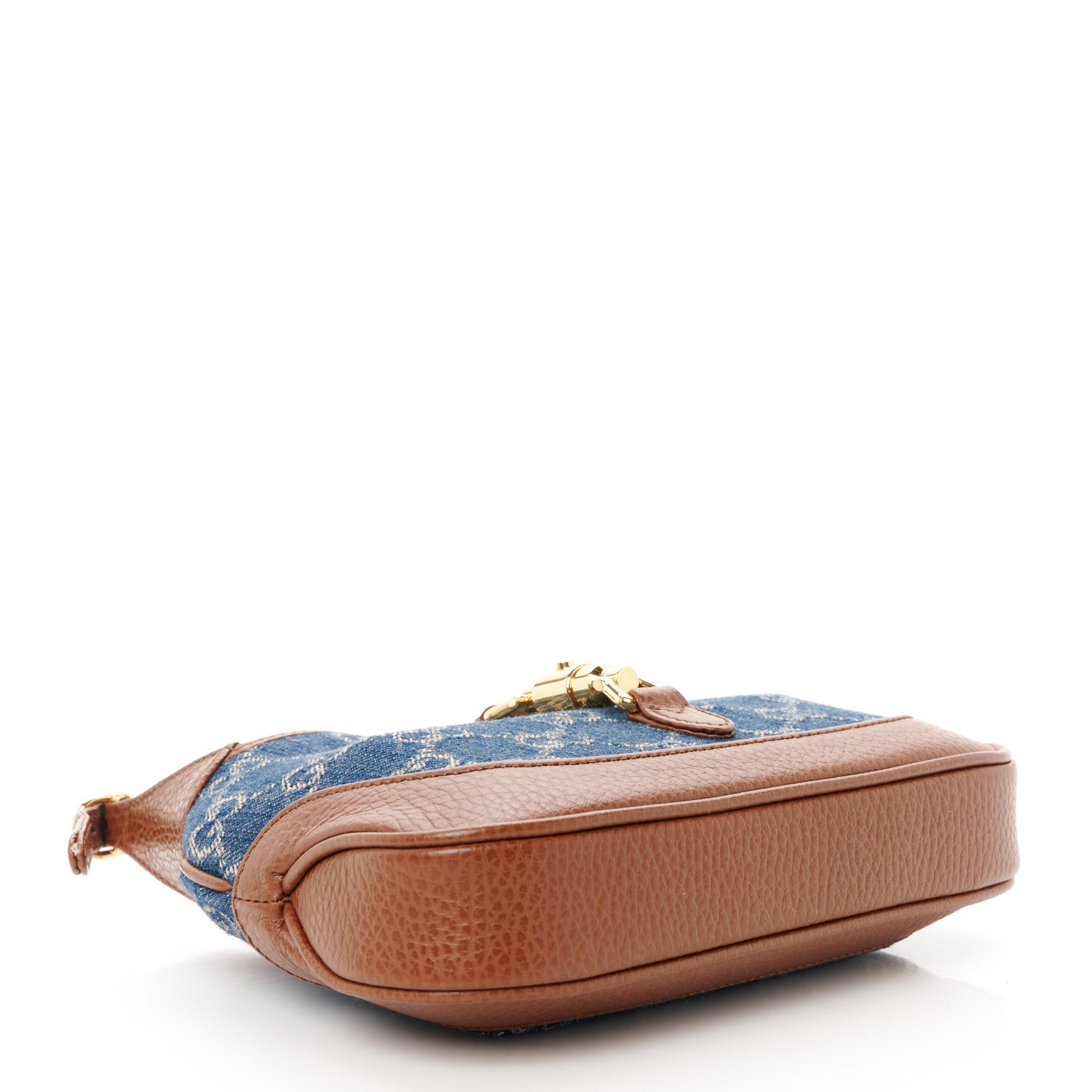 Gucci New Denim GG Monogram Calfskin Mini Jackie 1961 Hobo Blue Tea Cuir 4 of 13